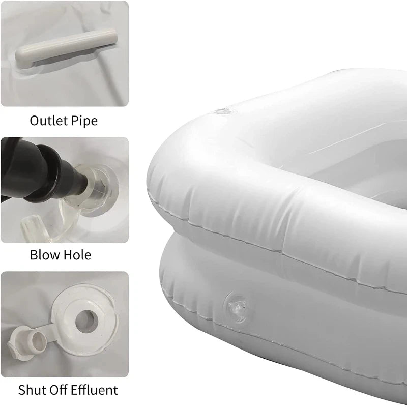 Inflatable Shampoo Basin with Drain Tube – Portable, Foldable