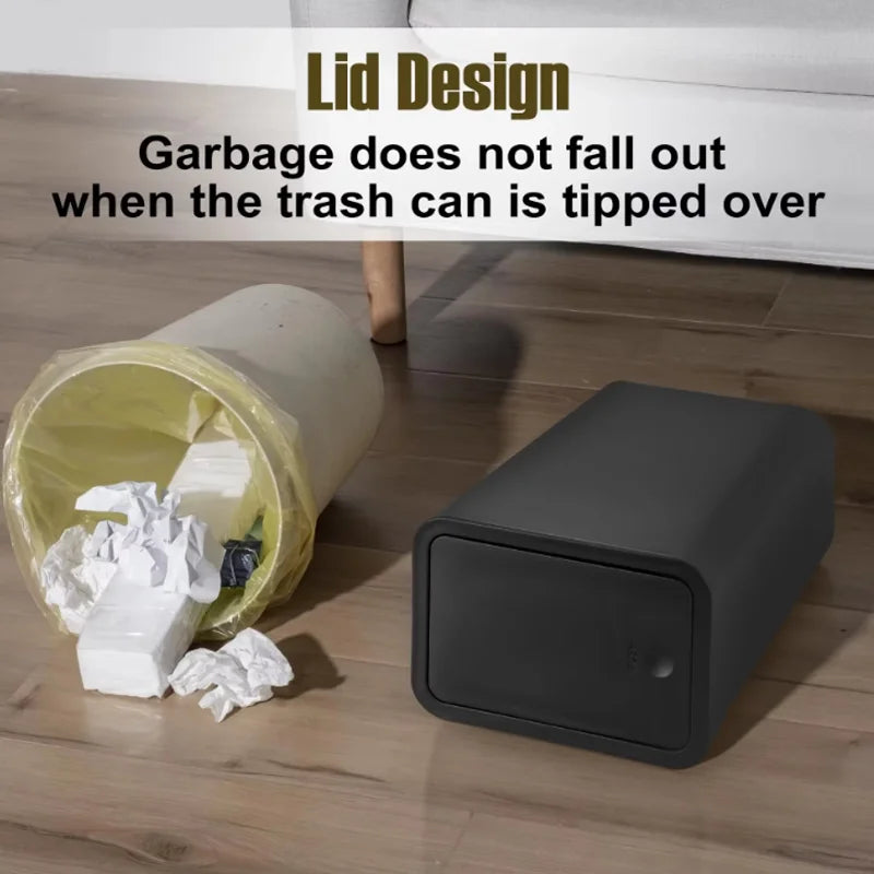 10L Slim Press-Lid Trash Can – Odor-Sealing, Lightweight