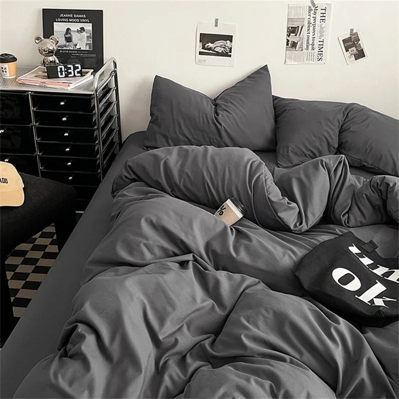 Dreamreal 100% Washed Cotton Bedding Set – 4-Piece Duvet Cover Set