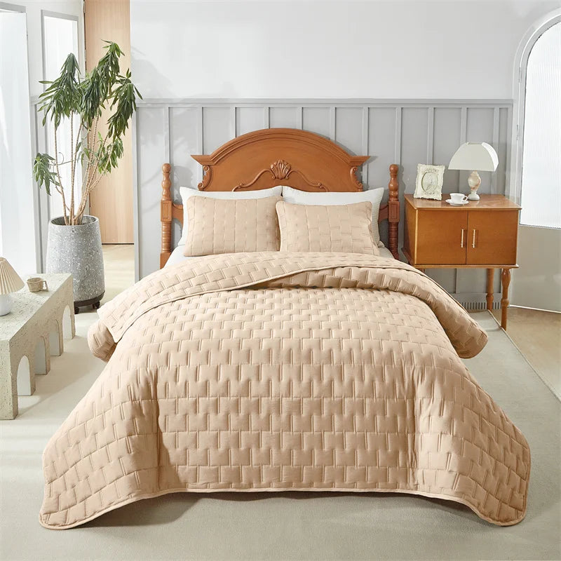 Quilted Bedspread Coverlet Set – 3-Piece All-Season Comforter with Pillow Shams