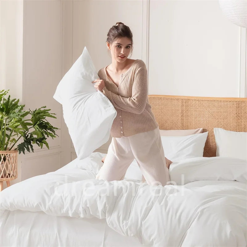 Dreamreal 100% Washed Cotton Bedding Set – 4-Piece Duvet Cover Set