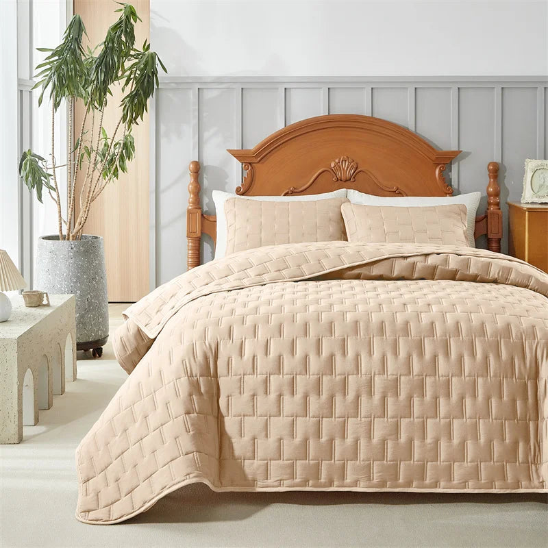 Quilted Bedspread Coverlet Set – 3-Piece All-Season Comforter with Pillow Shams