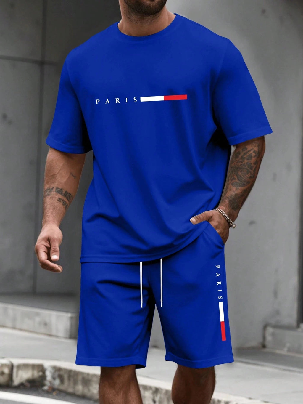 Men's 2-Piece Print Tracksuit Set — Short Sleeve Shirt & Shorts (S–6XL)