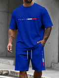 Men's 2-Piece Print Tracksuit Set — Short Sleeve Shirt & Shorts (S–6XL)
