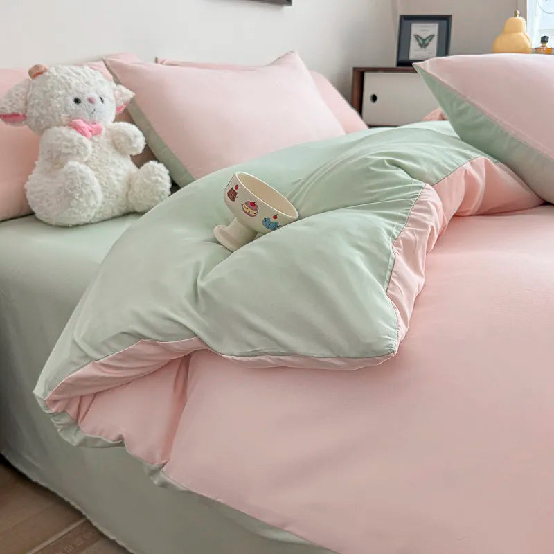 Dreamreal Washed Cotton Duvet Cover Set – 3-Piece Solid Bedding