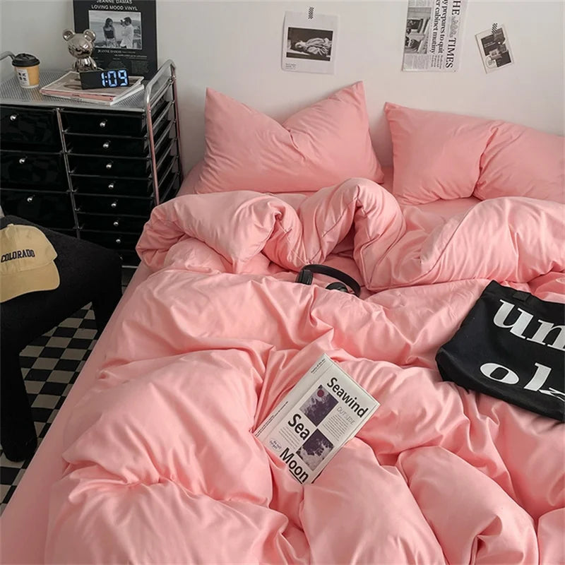 Dreamreal 100% Washed Cotton Bedding Set – 4-Piece Duvet Cover Set