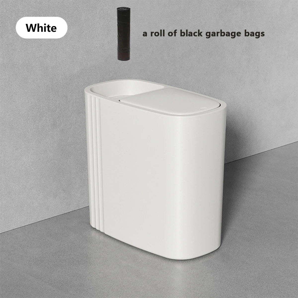 12L Odor-Sealing Press-Lid Trash Can – Slim & Compact
