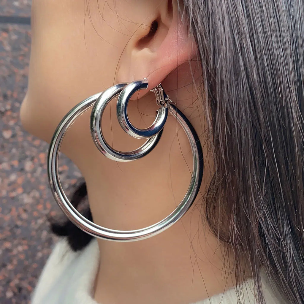 Smooth Circle Hoop Earrings – Gold & Silver, 15mm–70mm | Women's Fashion Jewelry