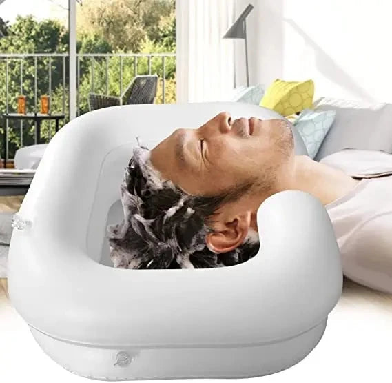 Inflatable Shampoo Basin with Drain Tube – Portable, Foldable