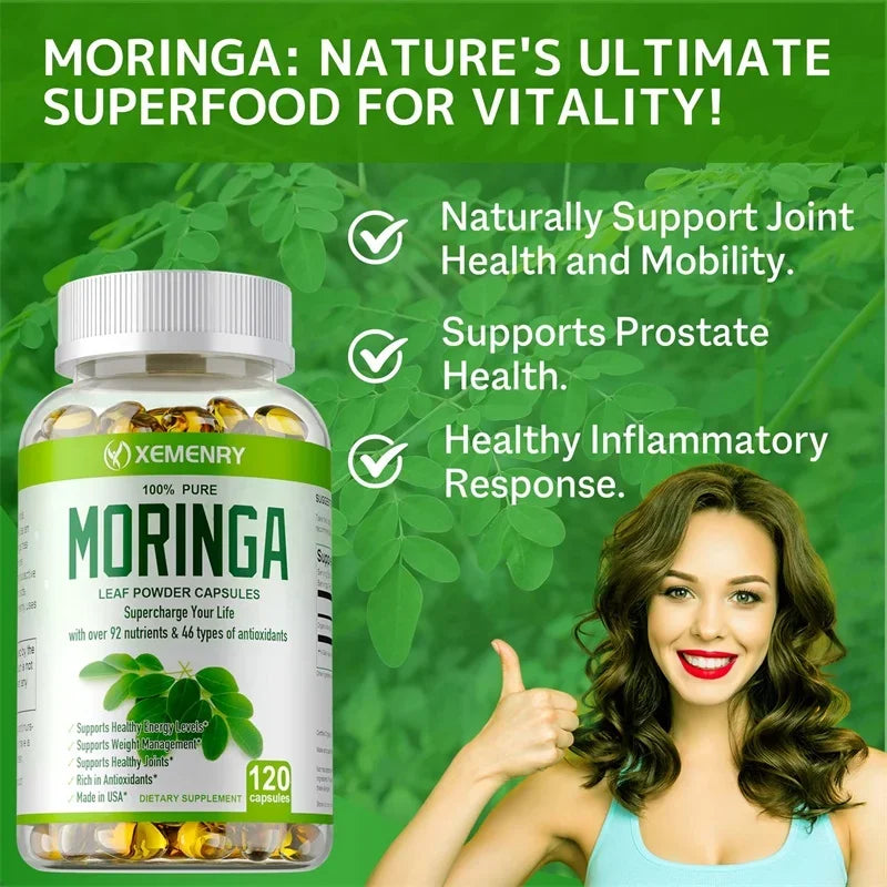 Organic Moringa Capsules – Superfood for Energy, Immunity & Detox