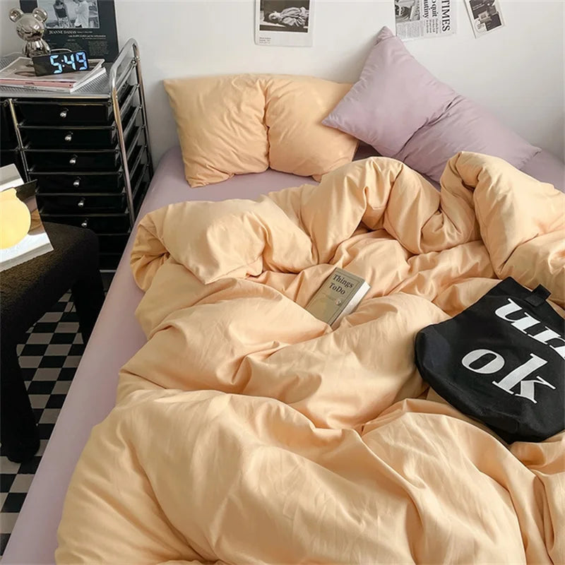 Dreamreal 100% Washed Cotton Bedding Set – 4-Piece Duvet Cover Set