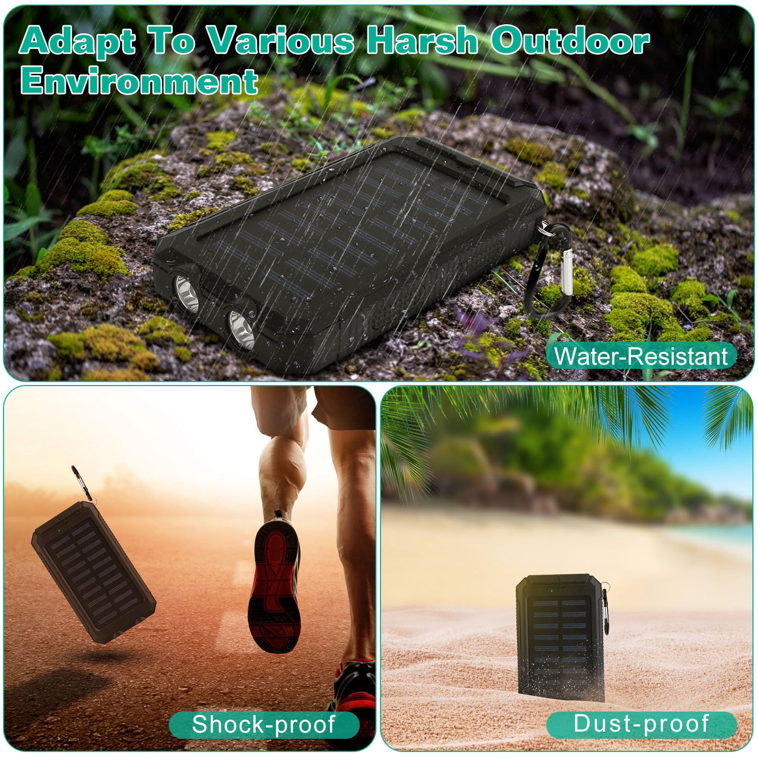1Pc 1W MAh Solar Power Bank External Battery Pack