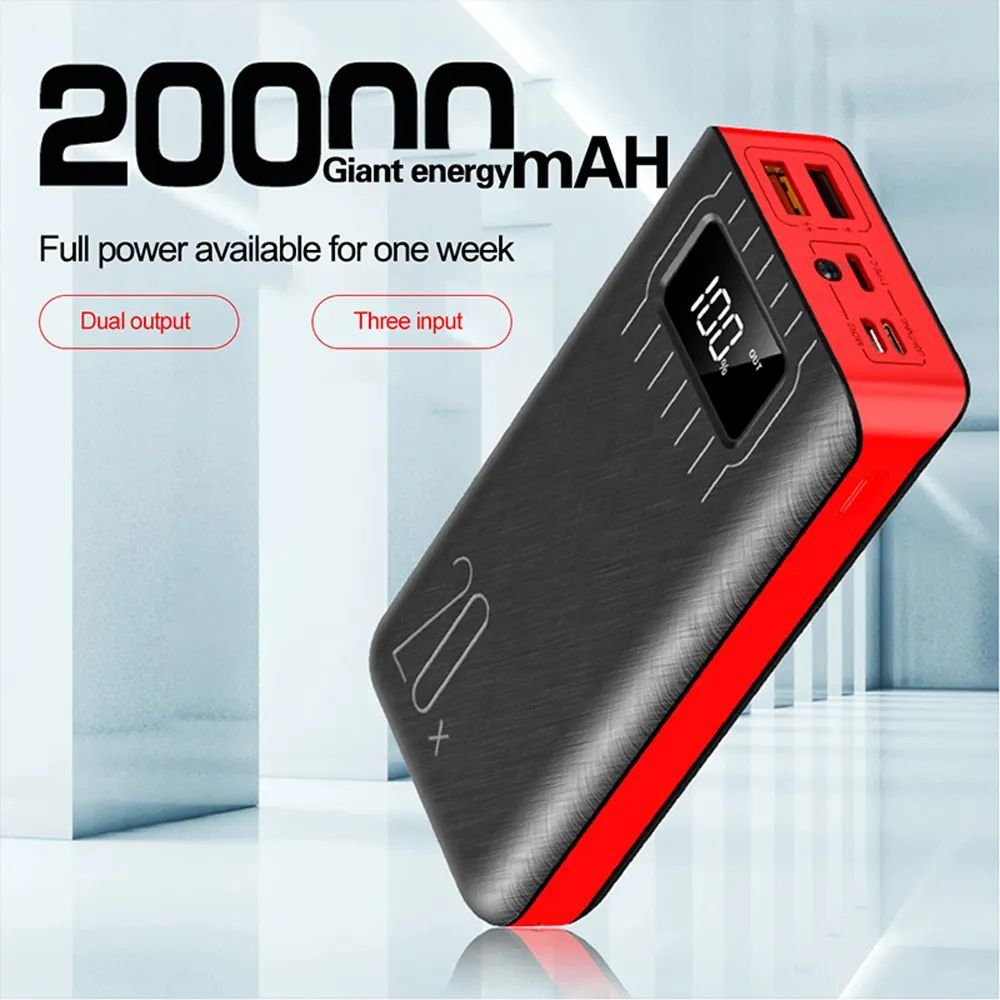 20,000mAh Portable Power Bank – Dual USB + LED Flashlight