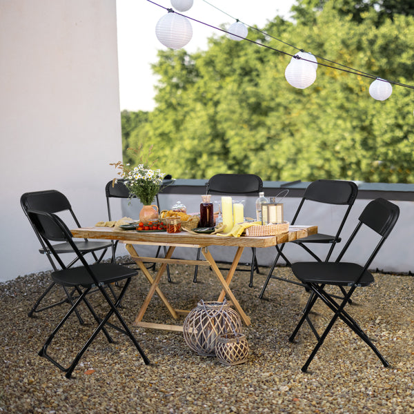 4 Pieces Black Injection-molded Classic Style Courtyard Plastic Folding Chairs